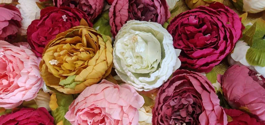 SATYAM KRAFT 6 Pcs Artificial Fabric Rose Flower Heads | Handmade Peony Style Flowers for DIY Crafting, Gift Packing, Bouquet Making, Wedding, Home & Event Decoration